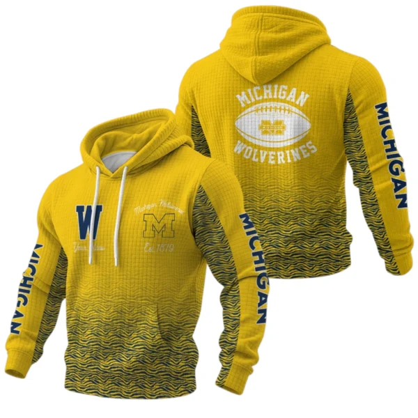 Michigan Wolverines Pullover Hoodie Waffle Knit 2027 Personalize Name