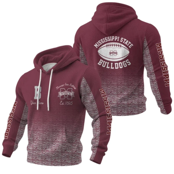 Mississippi State Bulldogs Pullover Hoodie Waffle Knit 2027 Personalize Name