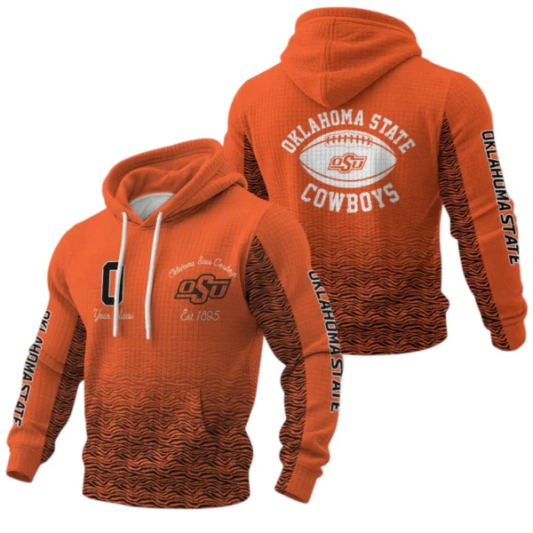 Oklahoma State Cowboys Pullover Hoodie Waffle Knit 2027 Personalize Name
