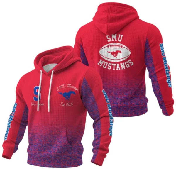 SMU Mustangs Pullover Hoodie Waffle Knit 2027 Personalize Name