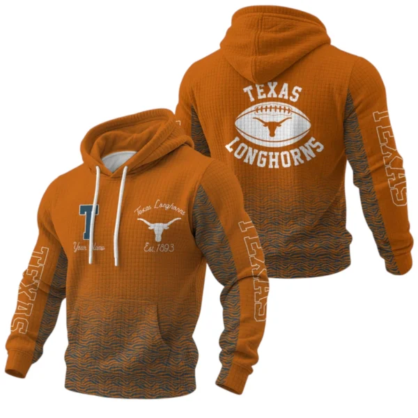 Texas Longhorns Pullover Hoodie Waffle Knit 2027 Personalize Name