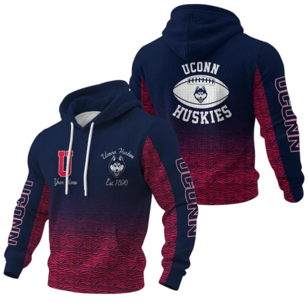 UConn Huskies Pullover Hoodie Waffle Knit 2027 Personalize Name