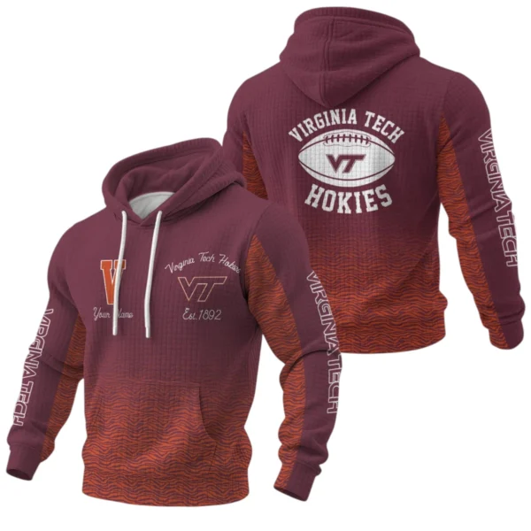 Virginia Tech Hokies Pullover Hoodie Waffle Knit 2027 Personalize Name