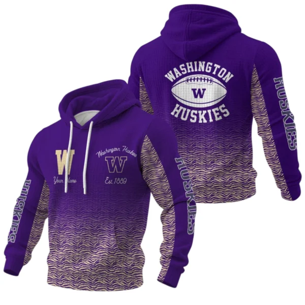Washington Huskies Pullover Hoodie Waffle Knit 2027 Personalize Name