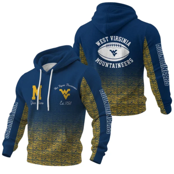 West Virginia Mountaineers Pullover Hoodie Waffle Knit 2027 Personalize Name