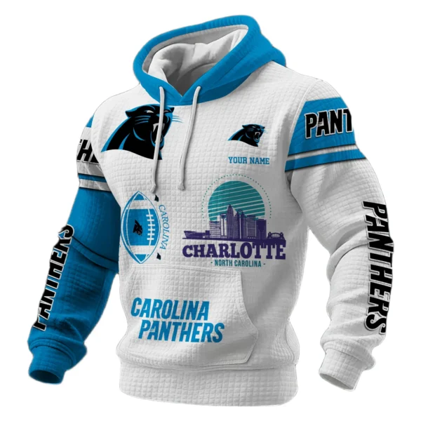Carolina Panthers Waffle Pullover Hoodie Customize Your Name