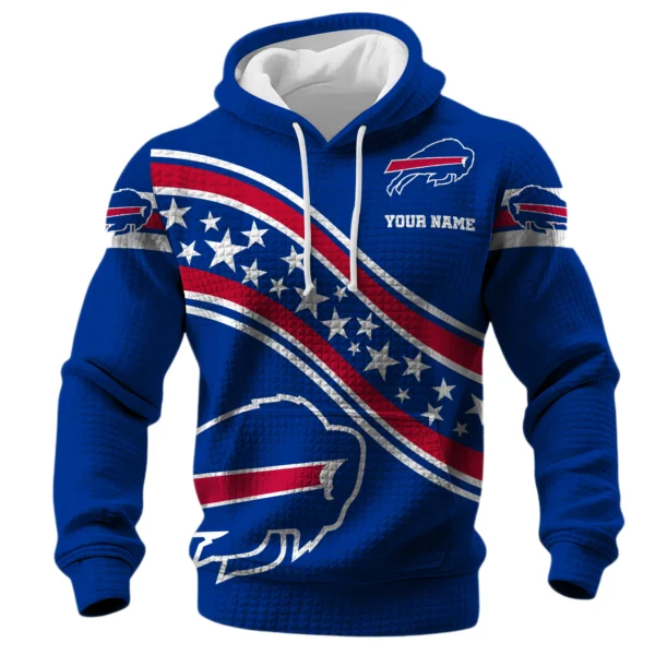 Buffalo Bills Waffle Pullover Hoodie Personalize Your Name