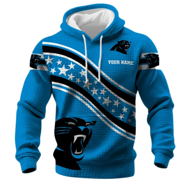 Carolina Panthers Waffle Pullover Hoodie Personalize Your Name