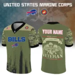 Buffalo Bills Baseball V Neck Jersey Shirt x US Marine Corps 250th Anniversary Personalize Name