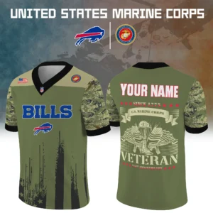 Buffalo Bills Baseball V Neck Jersey Shirt x US Marine Corps 250th Anniversary Personalize Name