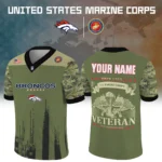 Denver Broncos Baseball V Neck Jersey Shirt x US Marine Corps 250th Anniversary Personalize Name