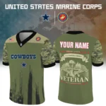 Dallas Cowboys Baseball V Neck Jersey Shirt x US Marine Corps 250th Anniversary Personalize Name