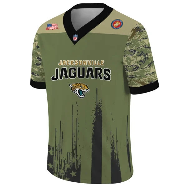 Jacksonville Jaguars Baseball V Neck Jersey Shirt x US Marine Corps 250th Anniversary Personalize Name