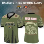 Jacksonville Jaguars Baseball V Neck Jersey Shirt x US Marine Corps 250th Anniversary Personalize Name