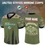 Miami Dolphins Baseball V Neck Jersey Shirt x US Marine Corps 250th Anniversary Personalize Name