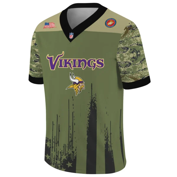 Minnesota Vikings Baseball V Neck Jersey Shirt x US Marine Corps 250th Anniversary Personalize Name