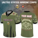 Minnesota Vikings Baseball V Neck Jersey Shirt x US Marine Corps 250th Anniversary Personalize Name