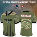 New England Patriots Baseball V Neck Jersey Shirt x US Marine Corps 250th Anniversary Personalize Name