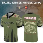 New Orleans Saints Baseball V Neck Jersey Shirt x US Marine Corps 250th Anniversary Personalize Name