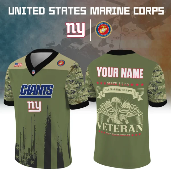 New York Giants Baseball V Neck Jersey Shirt x US Marine Corps 250th Anniversary Personalize Name