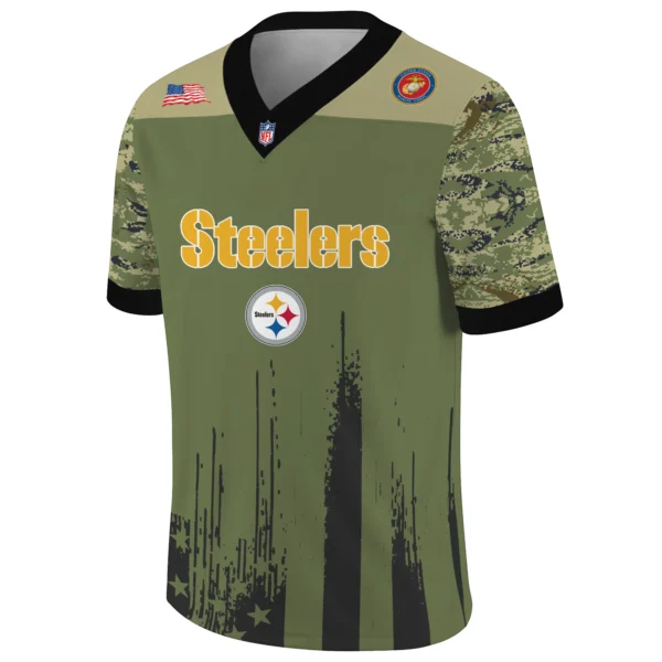 Pittsburgh Steelers Baseball V Neck Jersey Shirt x US Marine Corps 250th Anniversary Personalize Name
