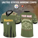 Pittsburgh Steelers Baseball V Neck Jersey Shirt x US Marine Corps 250th Anniversary Personalize Name