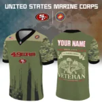 San Francisco 49ers Baseball V Neck Jersey Shirt x US Marine Corps 250th Anniversary Personalize Name