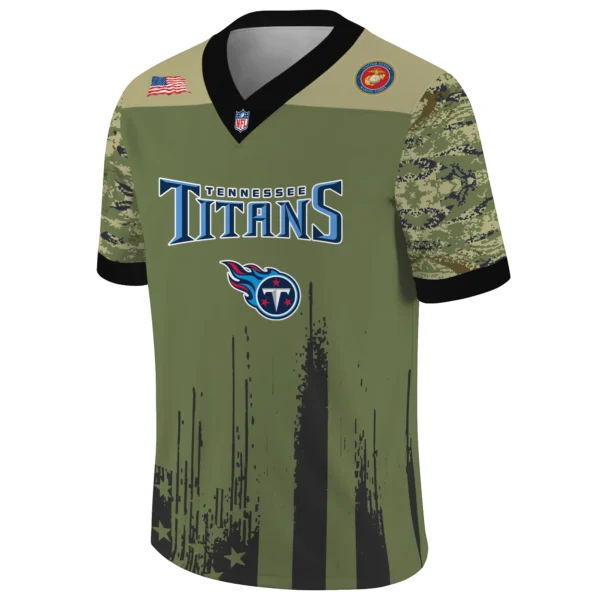 Tennessee Titans Baseball V Neck Jersey Shirt x US Marine Corps 250th Anniversary Personalize Name