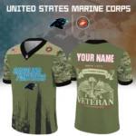 Carolina Panthers Baseball V Neck Jersey Shirt x US Marine Corps 250th Anniversary Personalize Name