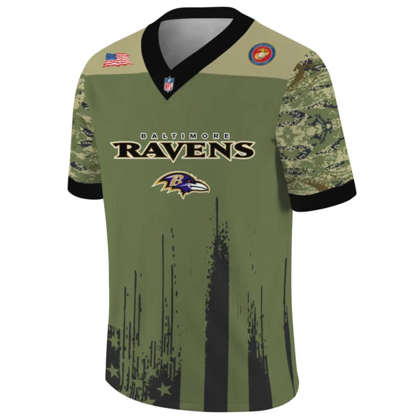 Baltimore Ravens Baseball V Neck Jersey Shirt x US Marine Corps 250th Anniversary Personalize Name