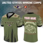 Baltimore Ravens Baseball V Neck Jersey Shirt x US Marine Corps 250th Anniversary Personalize Name