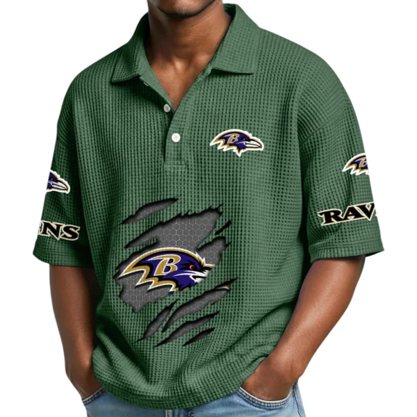 Baltimore Ravens Waffle Polo Shirt Custom Your Name