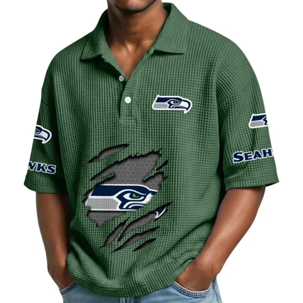 Seattle Seahawks Waffle Polo Shirt Custom Your Name