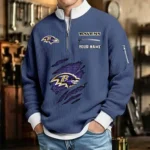 Baltimore Ravens Waffle Sweatshirt Arizona Cardinals Waffle Sweatshirt Sweatshirt Quarter-Zip Waffle Knit Stand Collar Personalize Name