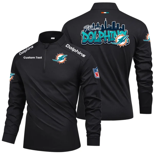 Miami Dolphins Quarter Zip Long Sleeve 2027 Limited Graffiti Style Personalize Name