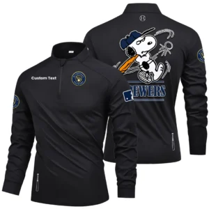 Milwaukee Brewers Quarter Zip Long Sleeve Shirt New Limited Personalize Name