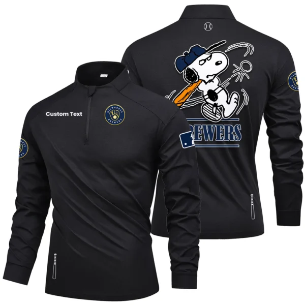 Milwaukee Brewers Quarter Zip Long Sleeve Shirt New Limited Personalize Name