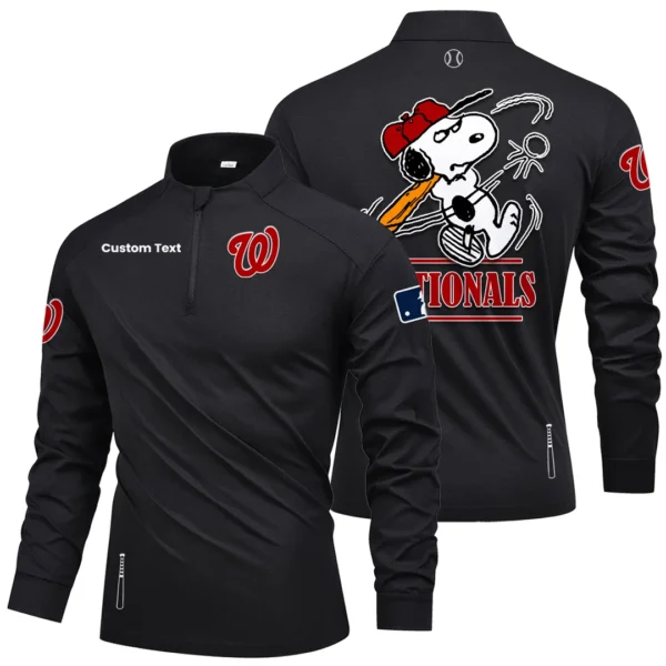 Washington Nationals Quarter Zip Long Sleeve Shirt New Limited Personalize Name