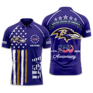 Baltimore Ravens Polo Shirt x America’s 250th Anniversary Limited Personalize Name