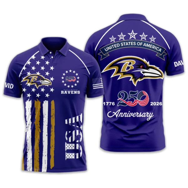 Baltimore Ravens Polo Shirt x America’s 250th Anniversary Limited Personalize Name