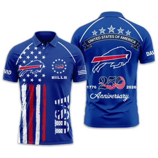 Buffalo Bills Polo Shirt x America’s 250th Anniversary Limited Personalize Name
