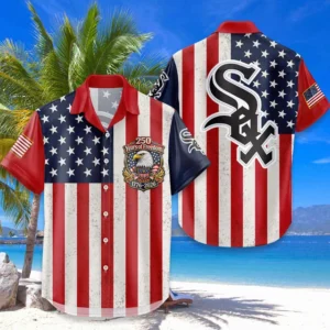 Chicago White Sox Hawaiian Shirt  Premium Crinkle Textured 250 Years of Freedom Anniversary 1776-2026 USA Flag