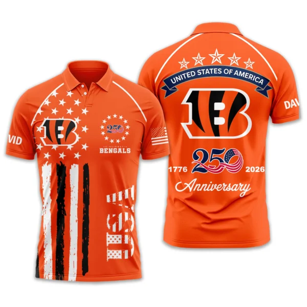 Cincinnati Bengals Polo Shirt x America’s 250th Anniversary Limited Personalize Name