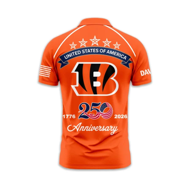Cincinnati Bengals Polo Shirt x America’s 250th Anniversary Limited Personalize Name