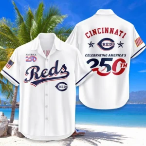 Cincinnati Reds Hawaiian Shirt 2026 Limited Edition America’s 250th Anniversary USA Flag Premium Crinkle Textured
