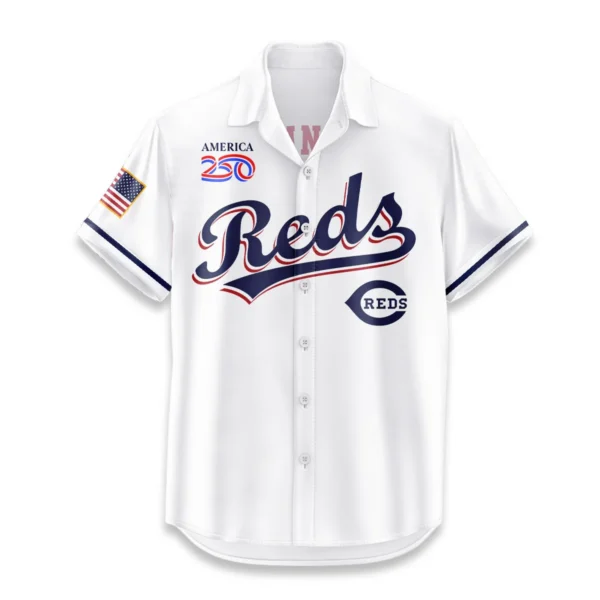 Cincinnati Reds Hawaiian Shirt 2026 Limited Edition America’s 250th Anniversary USA Flag Premium Crinkle Textured