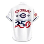Cincinnati Reds Hawaiian Shirt 2026 Limited Edition America’s 250th Anniversary USA Flag Premium Crinkle Textured