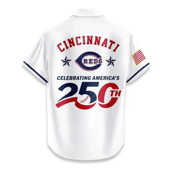 Cincinnati Reds Hawaiian Shirt 2026 Limited Edition America’s 250th Anniversary USA Flag Premium Crinkle Textured