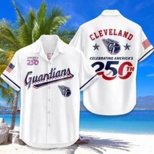 Cleveland Guardians Hawaiian Shirt 2026 Limited Edition America’s 250th Anniversary USA Flag Premium Crinkle Textured