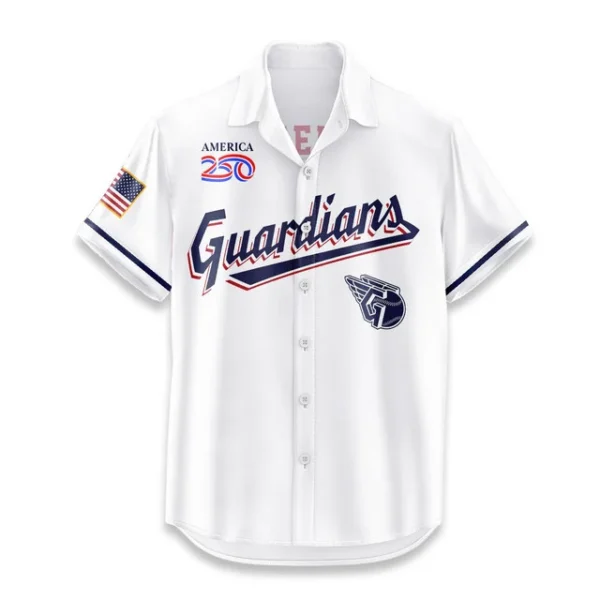 Cleveland Guardians Hawaiian Shirt 2026 Limited Edition America’s 250th Anniversary USA Flag Premium Crinkle Textured